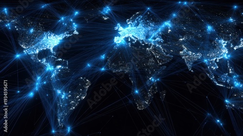 Global digital network connections at night