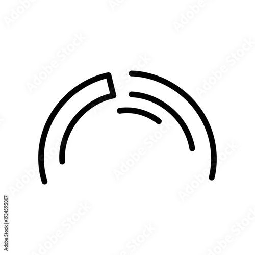 Minimalist wifi signal icon isolated black curved lines wireless connection