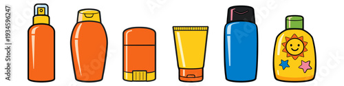 Collection of sun protection products including lotions, sprays, and sticks for summer
