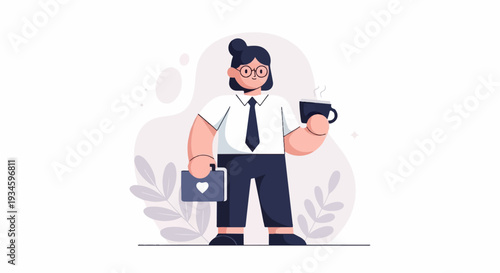 Professional with briefcase and coffee