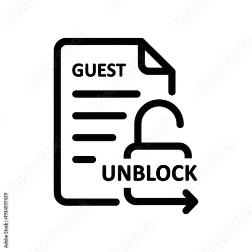 Unlock Guest Document Access Icon Simple Design