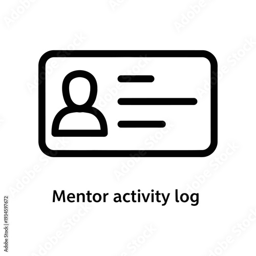 Mentor Activity Log Icon, Simple Design, Black and White