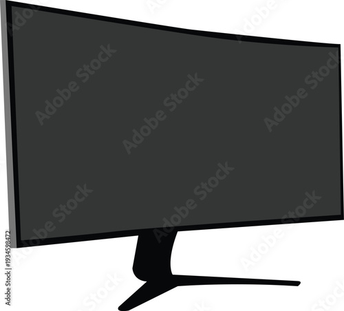 Modern curved gaming monitor for immersive experience, isolated on white background