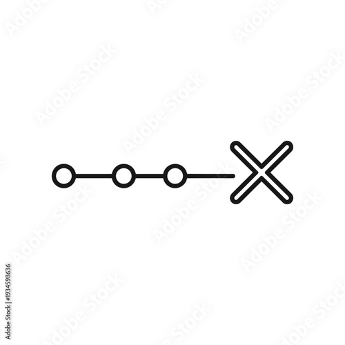 Minimalist broken chain link symbolizing freedom and breaking barriers isolated on white