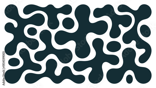 Organic fluid shapes pattern with dark blue and white background abstract design