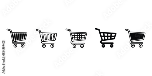 Shopping cart icon set e commerce shopping carts