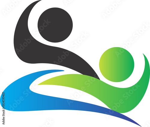 Abstract people or team connection logo on transparent background