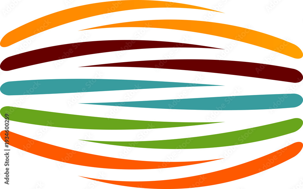 Obraz premium Colorful Horizontal Wavy Lines Logo Icon — Vibrant Abstract Stripe Emblem on Transparent Background