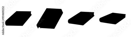 Four black books in different angles on white background vector illustration