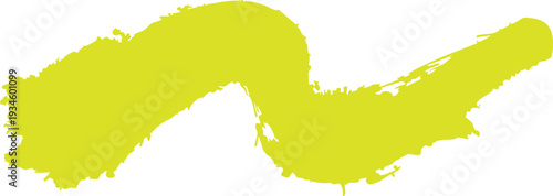 Yellow brush stroke paint smear isolated on transparent background