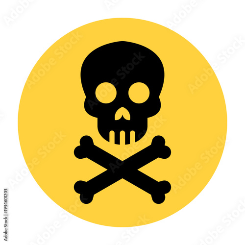 Danger poison warning sign featuring skull and crossbones silhouette on yellow hazard background.