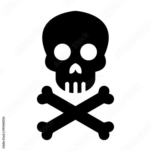 Danger poison warning sign featuring skull and crossbones silhouette