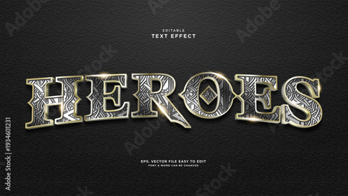 Heroes 3d editable text effect warrior text style