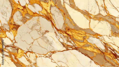 Beautiful beige marble texture with golden veins pattern