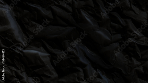 Black crumpled plastic bag texture background material