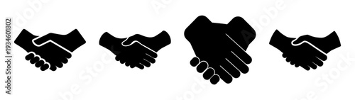 Handshake icons set, trust and agreement vector illustration, flat design graphics