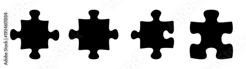 puzzle pieces icon set, problem solving concept, flat design vector illustration