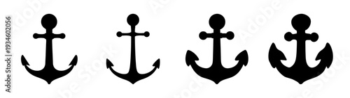 Set of anchor icons in flat design, vector illustration of stability symbols
