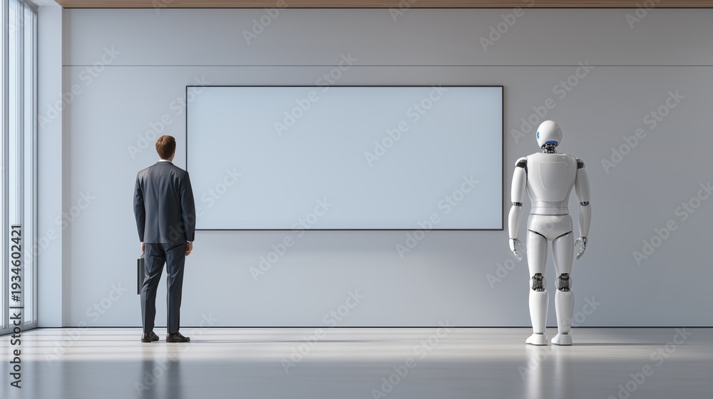 Fototapeta premium Artificial general intelligence and creative evolution concept in modern society