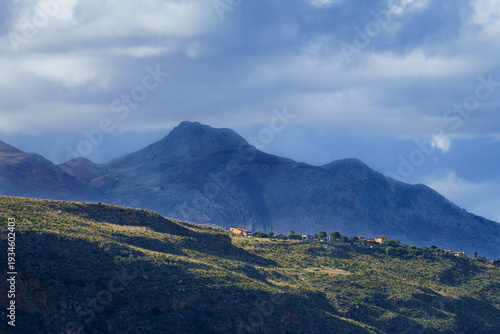 Dramatic Light and Shadow Play on Coastal Mountains Near Castellammare del Golfo, Sicily