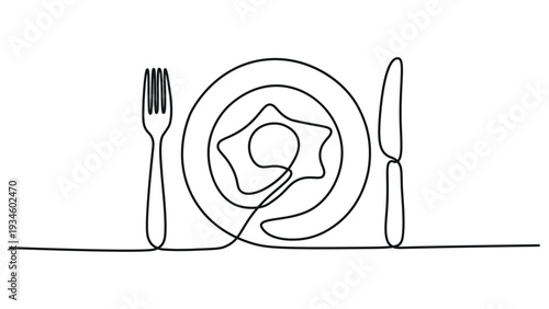 A plate with a piece of food and utensils