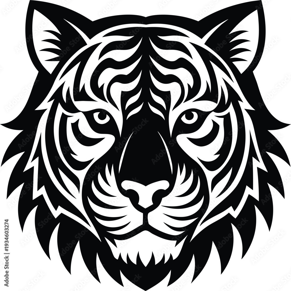 Fototapeta premium tiger head mascot logo black and white vector