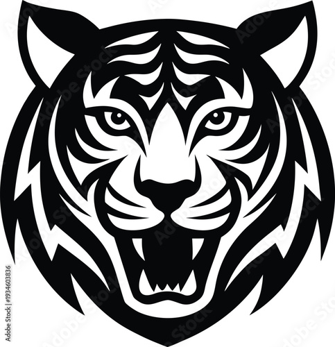 fierce tiger head emblem black vector logo