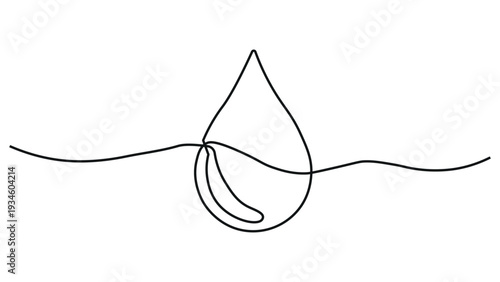 A black and white drawing of a water droplet