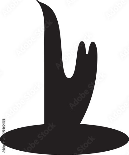 Abstract Silhouette of a Hand Gesture or Stylized Plant Form in Black on a Transparent Background - Vector Art