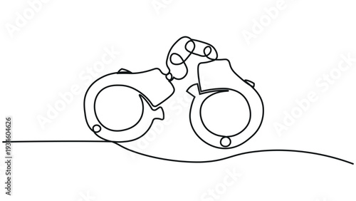 A line drawing of a pair of handcuffs on a flat surface