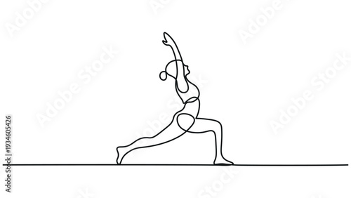 A person in a yoga pose with one arm raised