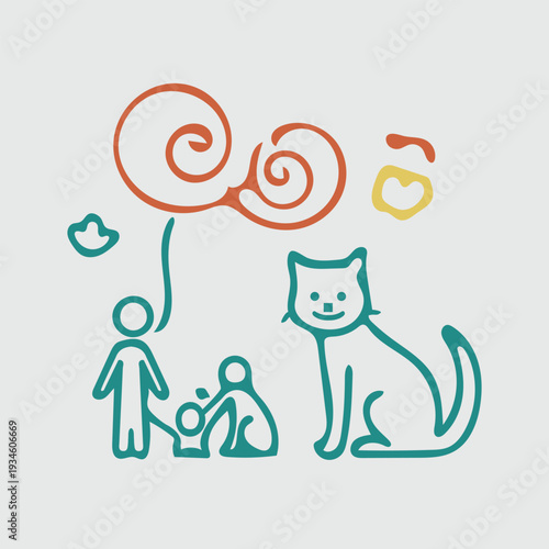  Family icons. People icons About family. Line people icon related to family members and cat and dog pet icon