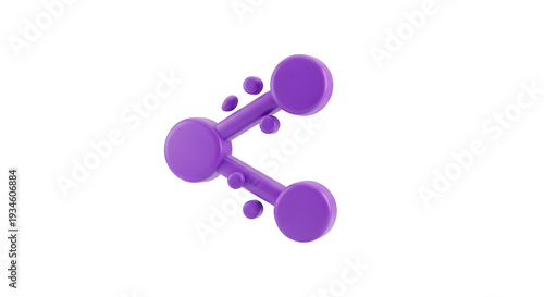 A 3D illustration of a purple molecule on a black background