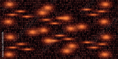 Vector digital code rain in a Matrix inspired futuristic style. High-tech backdrop with glowing binary characters. Binary Software Programming Code Background. Digital Data Technology Concept.