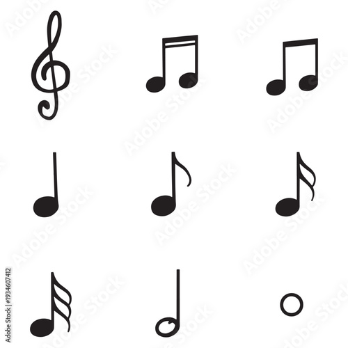 Music Notes and Symbols Vector Set - Musical Notation Icons Collection