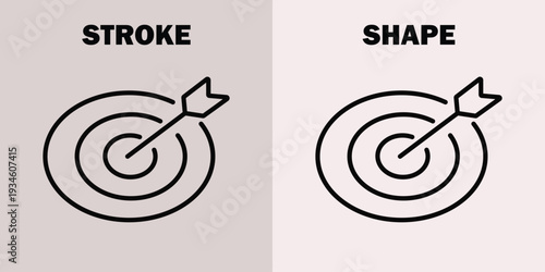 Two dartboard one stroke one filled shape target arrow bullseye goal des