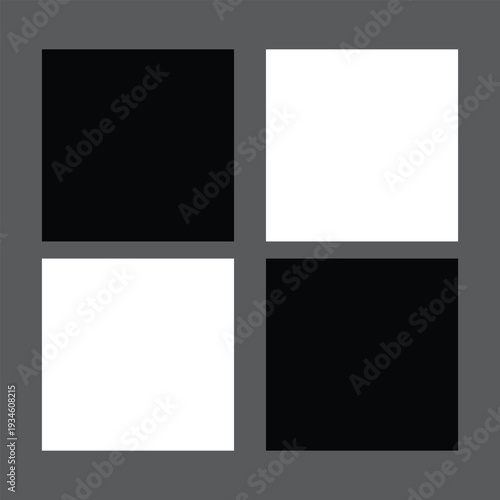 Four squares two black and two white on gray