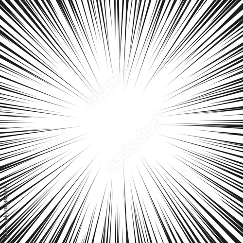 Abstract background with radial strokes. Manga. Speed lines. Repeating lines create the illusion of movement and spatial expansion. Energetic and explosive background.