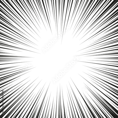 Radial lines of speed. Manga. Rays radiating from the center of the composition create the effect of rapid acceleration and visual momentum. Speed lines.