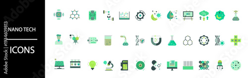 Modern nano tech icons for innovative projects and presentations
