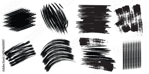 Collection of black brush strokes on white background