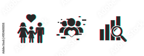 Family and community care with data analysis and statistics. Glitch effect