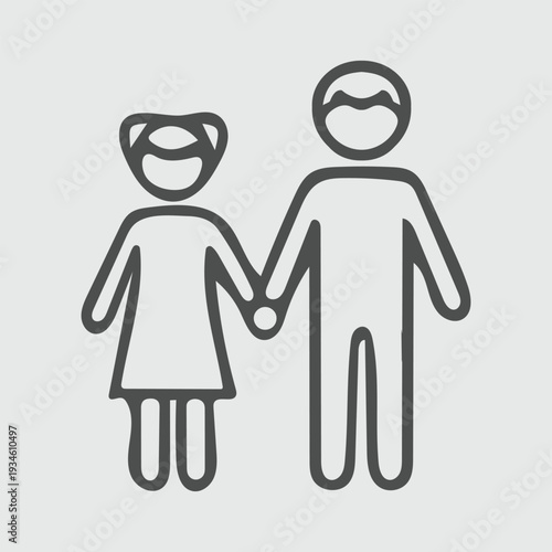 Family and parenting line icon set. Vector pictograms of couples, single parents, children, elderly, baby, newborn, teenager thin linear illustration.