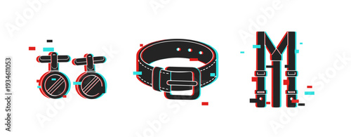 Vintage 3d glasses and accessories with anaglyph effect