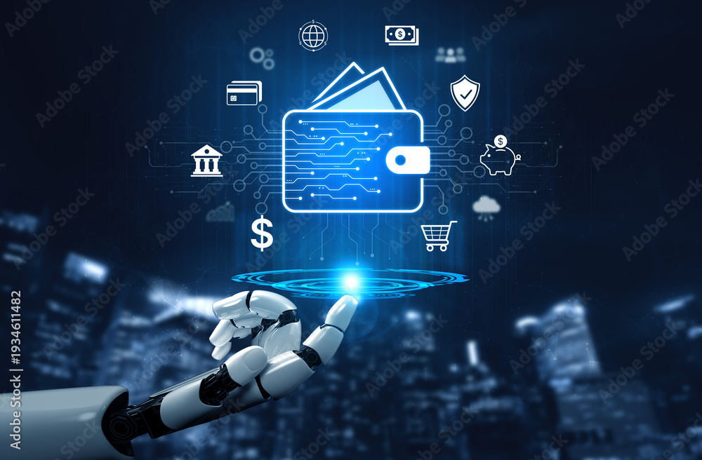 Obraz premium Modern mobile banking concept featuring secure digital wallet interface, contactless NFC payment, and money transfer. Represents safe user financial buy transactions in a cashless society. Corpus