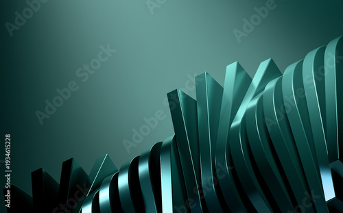 Teal Metallic Panels in Spiral Formation on Gradient Background