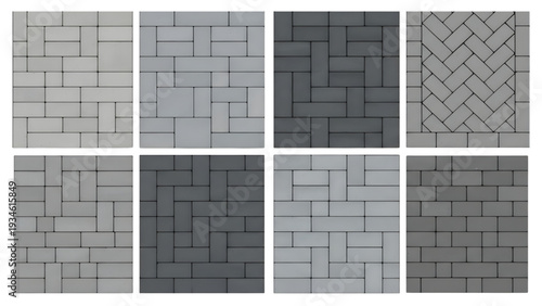 Modern Interlocking Concrete Paver Pattern Herringbone Style Architectural Landscape Flooring Detail Vector