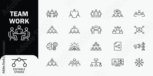 Teamwork set with people interacting collaborating and communicating collaboration communication des