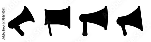 Four black megaphones in different positions vector illustration