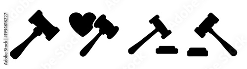 Charity auction vector illustration, gavel and heart flat design